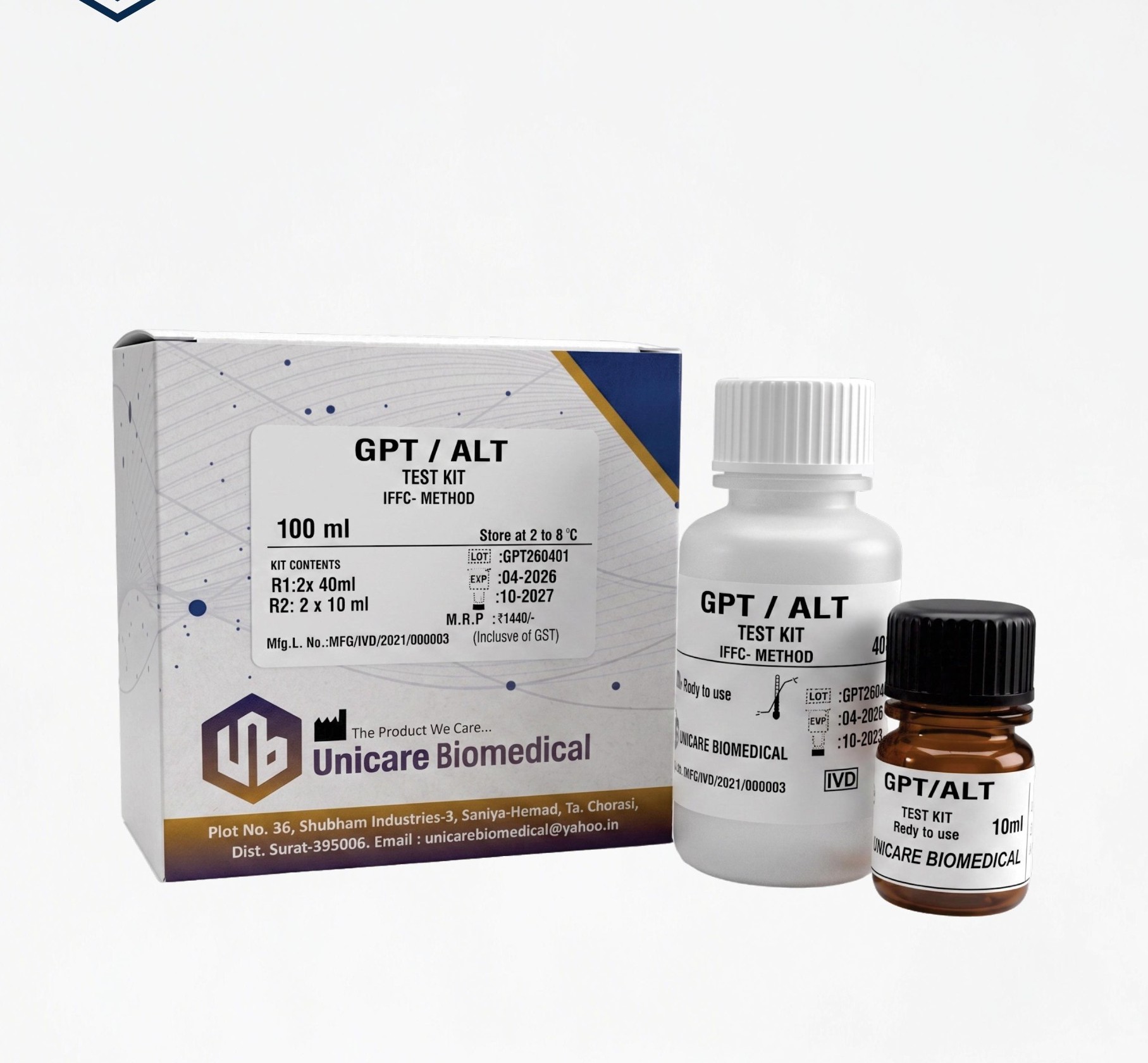 GPT / ALT Test Kit by Unicare Biomedical for clinical chemistry kits in India