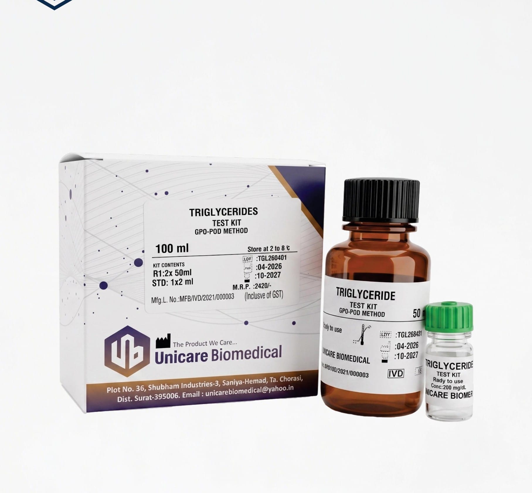 Triglycerides Test Kit by Unicare Biomedical for clinical chemistry kits in Surat Gujarat India